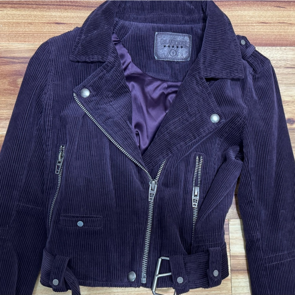 Blank NYC Dark Purple Corduroy Bomber Jacket